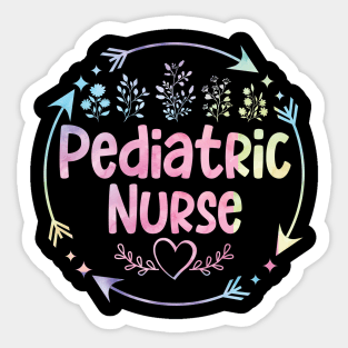 Pediatric Nurse cute floral watercolor Sticker